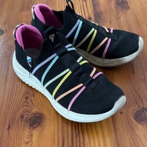 Skechers Black Sneakers with Rainbow Stripes
